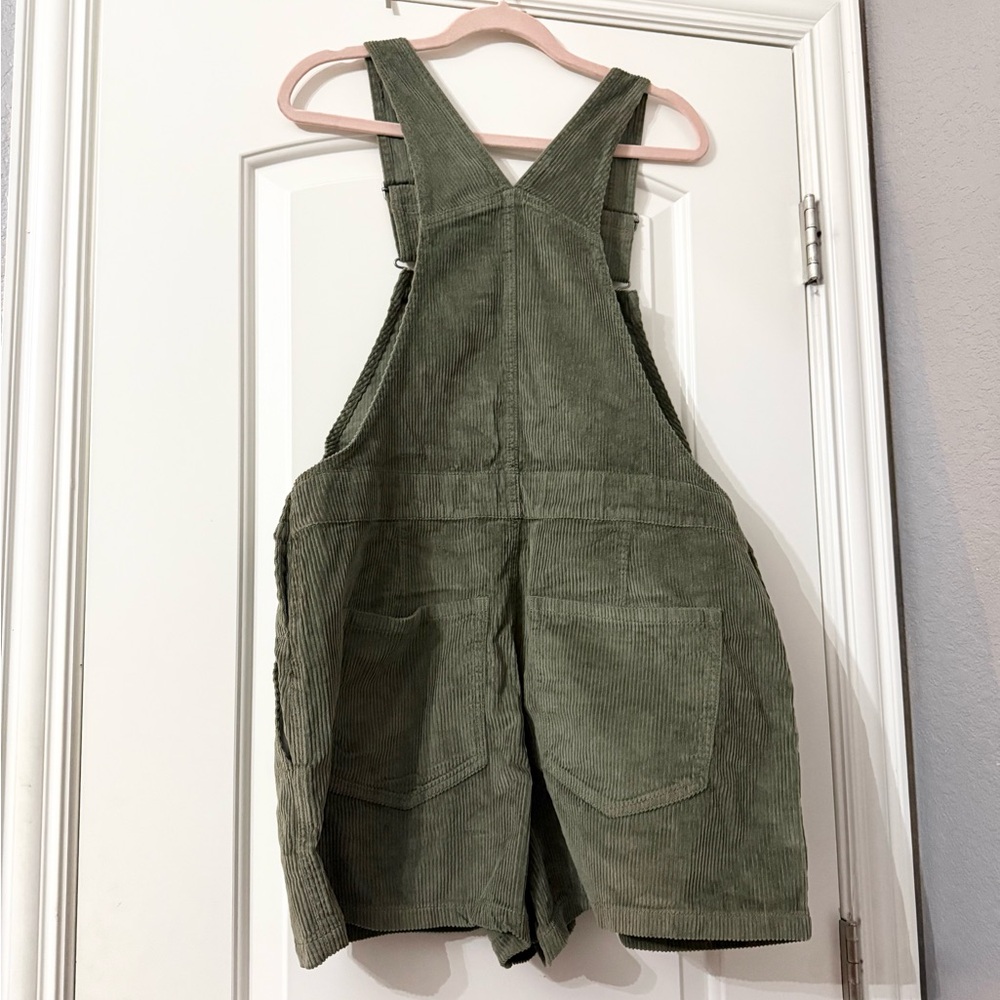 Hollister Olive Green Corduroy Short Overalls - Picture 2 of 3